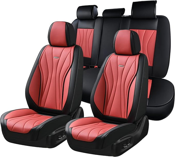 Universal Seat Covers — Full Set — Black / Red