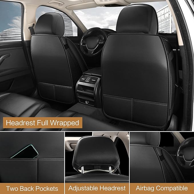 Universal Faux Leather Seat Covers — Full Set — Black / Red