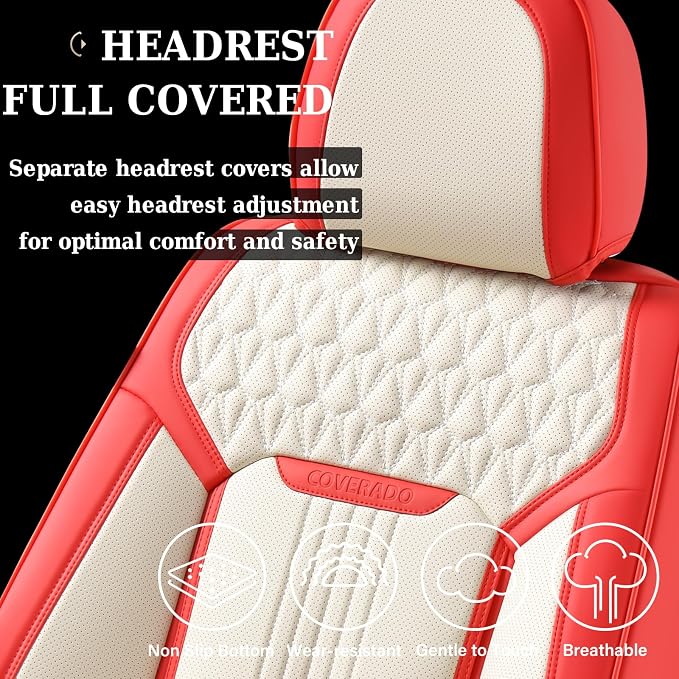 Universal Seat Covers — Full Set — Red / White