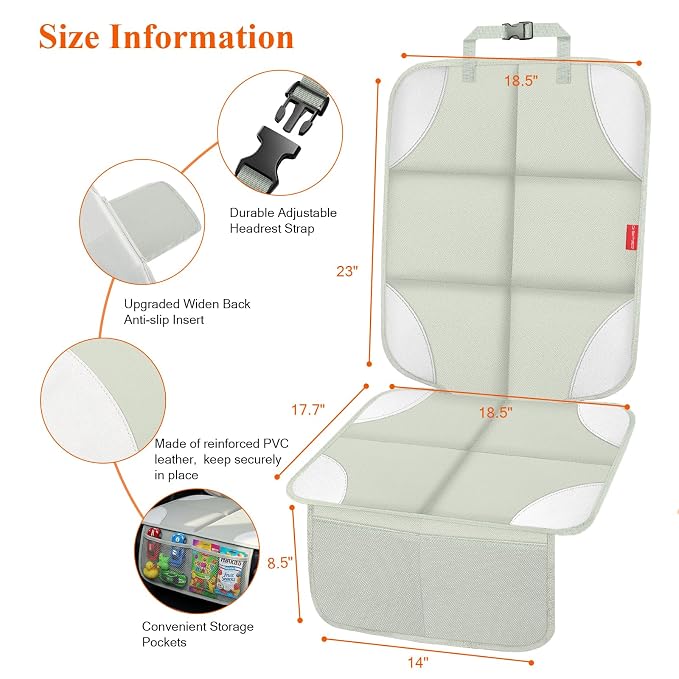 Child Car Seat Protector — Beige / Gray
