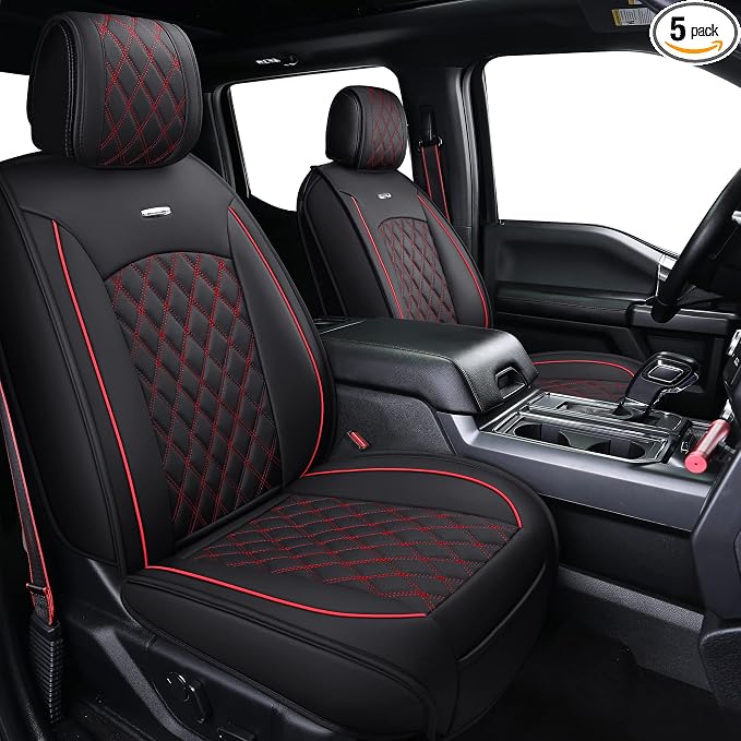 Seat Covers for Multiple Vehicles — Full Set — Black / Red