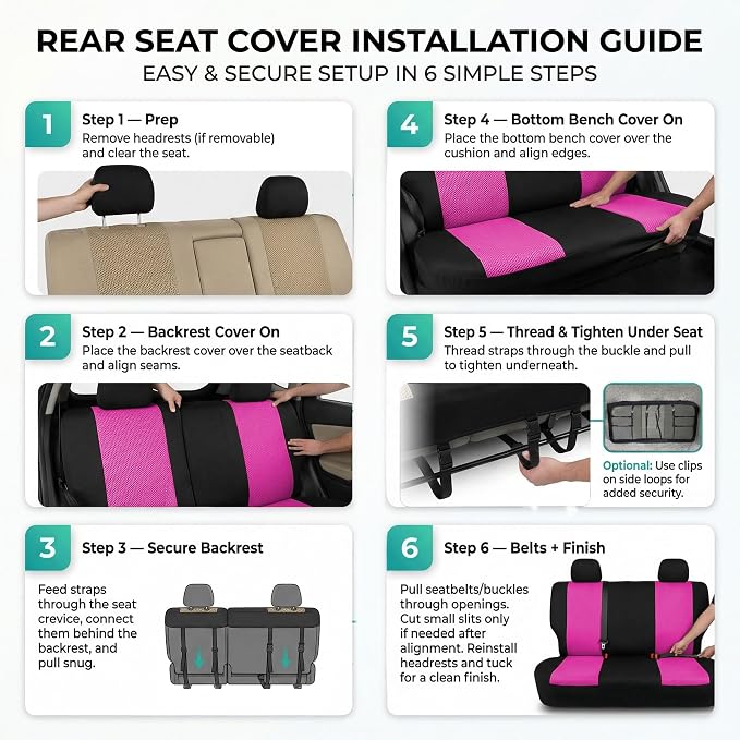 Universal Fabric Seat Covers — Pink