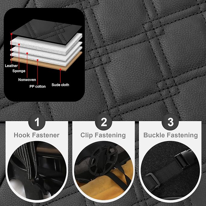 Universal Faux Leather Seat Covers — Front Seat — Black