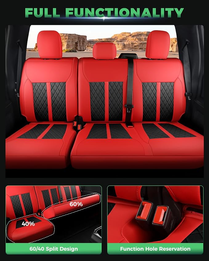 Seat Covers for Multiple Vehicles — Full Set — Red / Black
