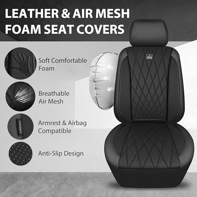 Universal Faux Leather Seat Covers — Full Set — Black