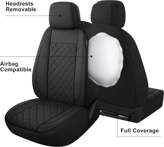 Fabric Car Seat Covers — Full Set — Black