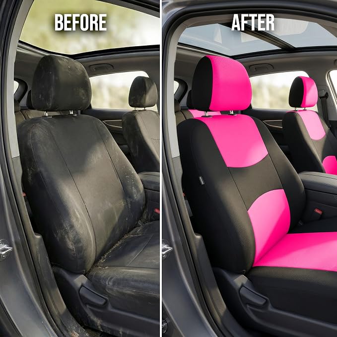Universal Fabric Seat Covers — Full Set — Pink