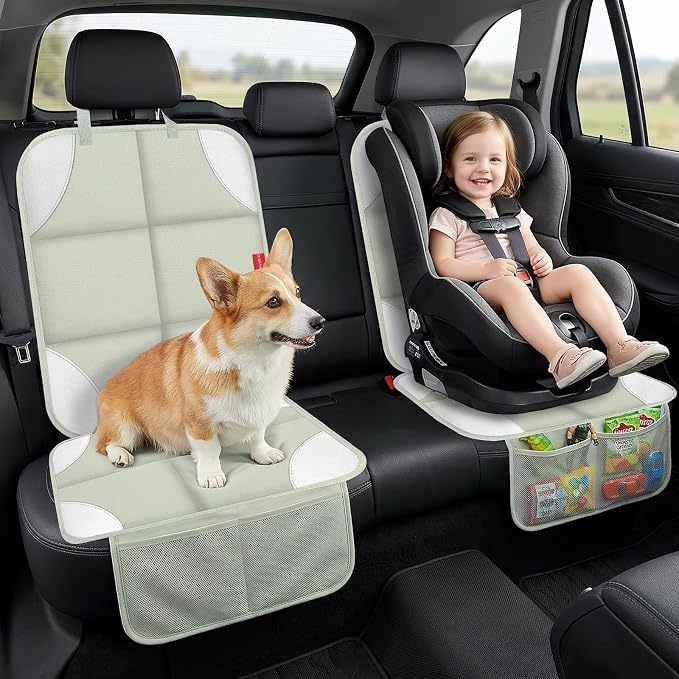 Child Car Seat Protector — Beige / Gray