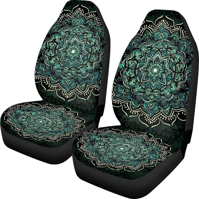 Fabric Car Seat Covers — Front Seat — Green