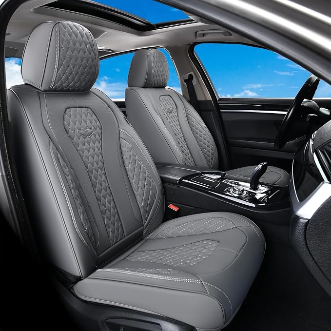 Universal Faux Leather Seat Covers — Front Seat — Gray