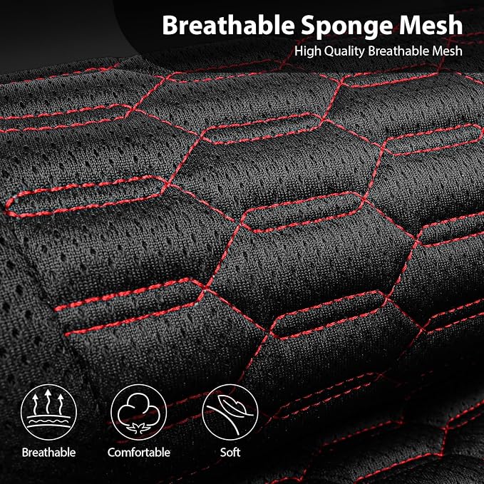Universal Faux Leather Seat Covers — Full Set — Black / Red