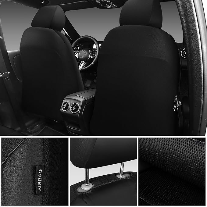 Universal Fabric Seat Covers — Full Set — Black