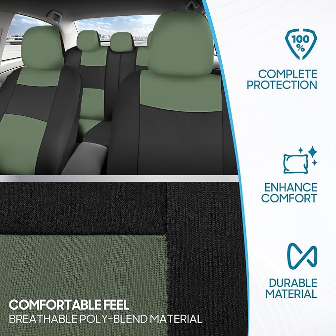 Car Seat Covers — Full Set — Green / Black