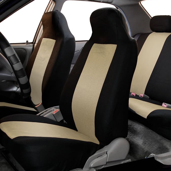 Universal Fabric Seat Covers — Front Seat — Beige