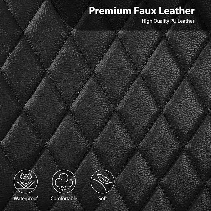 Universal Faux Leather Seat Covers — Full Set — Black