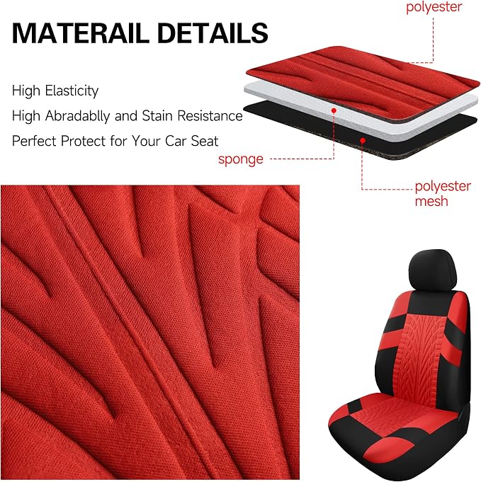 Universal Seat Covers — Front Seat — Black / Red
