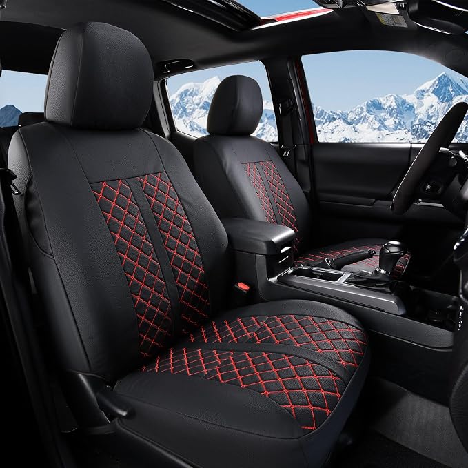 Seat Covers for Toyota Tacoma — Full Set — Black / Red
