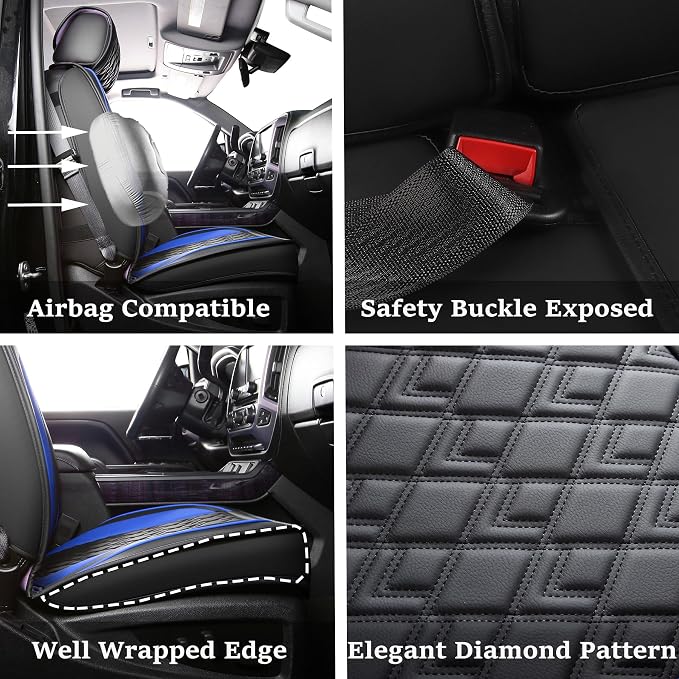 Seat Covers for Chevrolet Silverado / GMC Sierra — Front Seat — Black / Blue