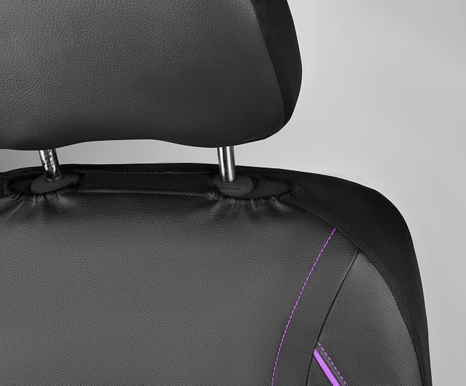 Universal Faux Leather Seat Covers — Front Seat — Black / Purple