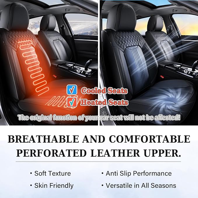 Universal Faux Leather Seat Covers — Front Seat — Black
