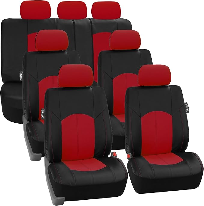 Universal Faux Leather Seat Covers — Red