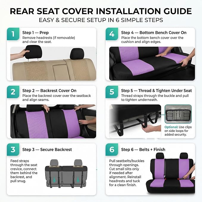 Universal Fabric Seat Covers — Purple
