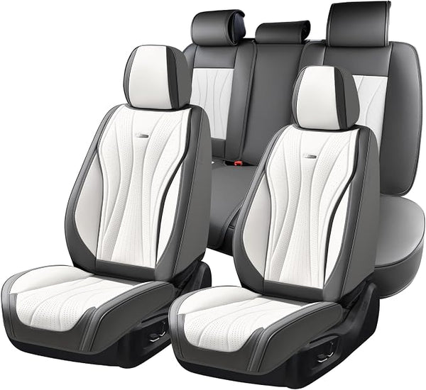 Universal Seat Covers — Full Set — Gray / White