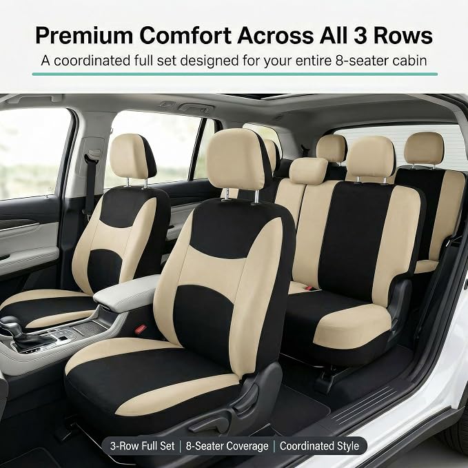 Universal Fabric Seat Covers — Beige