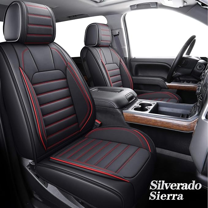 Seat Covers for Chevrolet Silverado / GMC Sierra — Front Seat — Black / Red