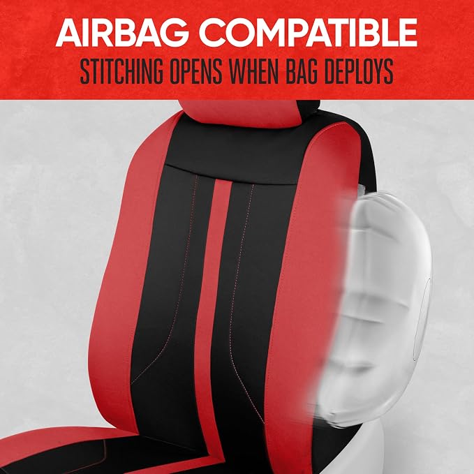 Fabric Car Seat Covers — Front Seat — Red