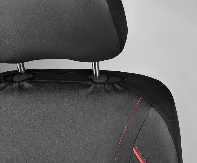 Universal Faux Leather Seat Covers — Front Seat — Black / Red