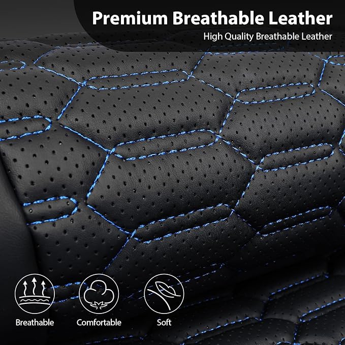 Universal Faux Leather Seat Covers — Full Set — Black / Blue