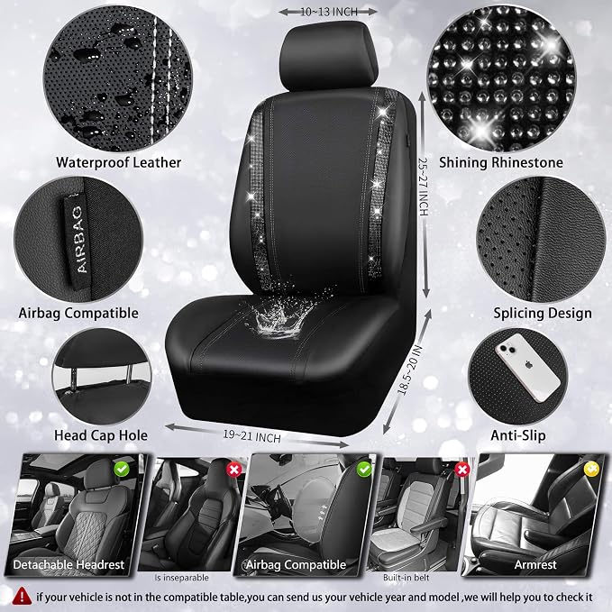 Universal Seat Covers — Front Seat — Black