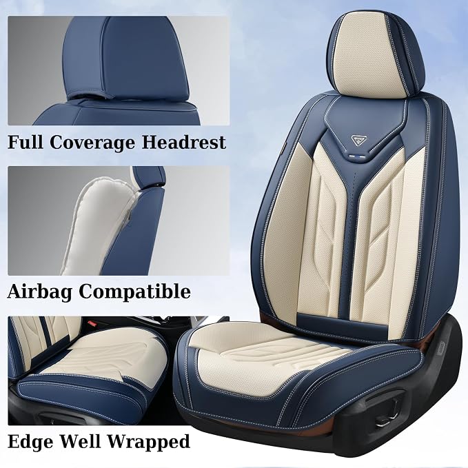 Universal Seat Covers — Full Set — Blue / Beige