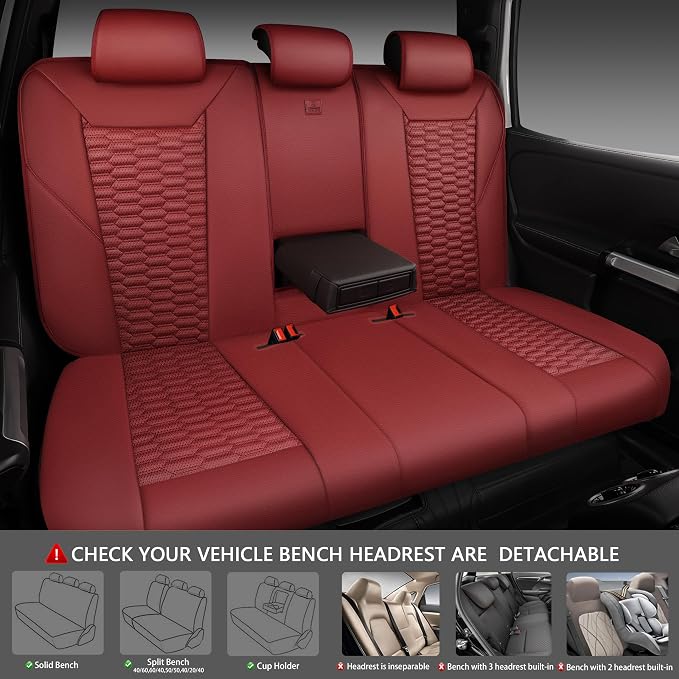 Universal Faux Leather Seat Covers — Full Set — Burgundy