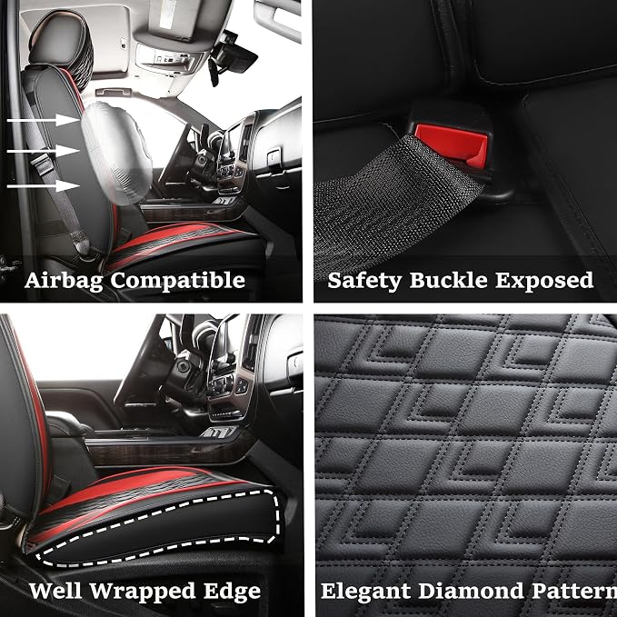 Seat Covers for Chevrolet Silverado / GMC Sierra — Front Seat — Black / Red
