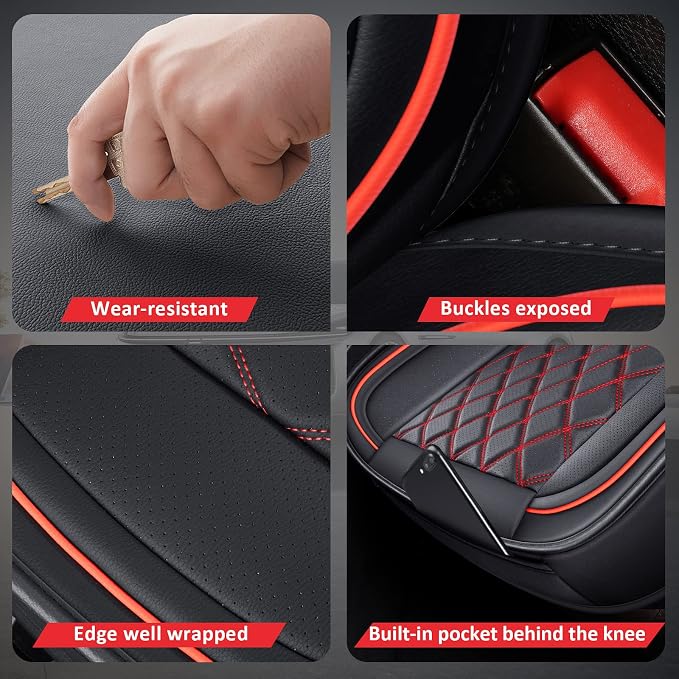 Car Seat Covers — Front Seat — Black / Red