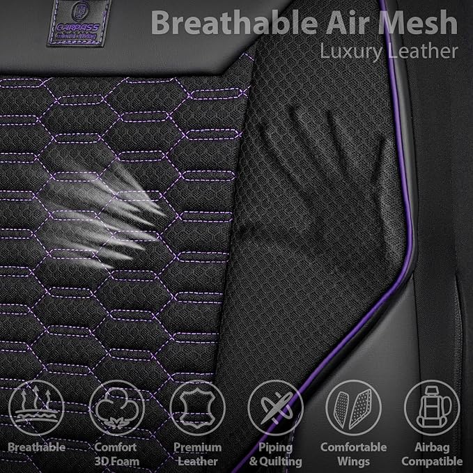Universal Fabric Seat Covers — Front Seat — Black / Purple