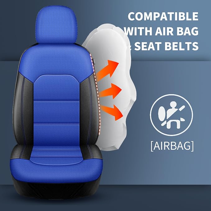 Universal Fabric Seat Covers — Front Seat — Black / Blue