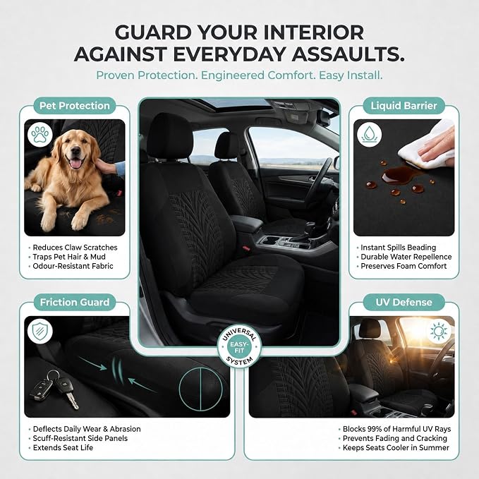 Universal Seat Covers — Front Seat — Black