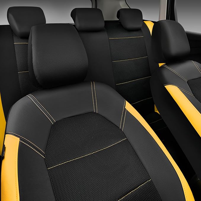 Universal Seat Covers — Full Set — Black / Yellow