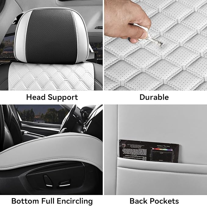 Universal Seat Covers — Full Set — White / Black
