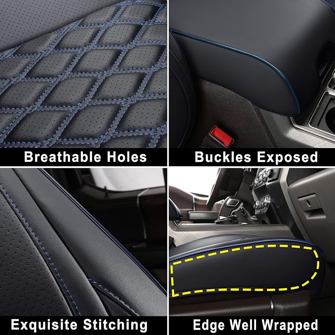 Seat Covers for Multiple Vehicles — Full Set — Black / Blue