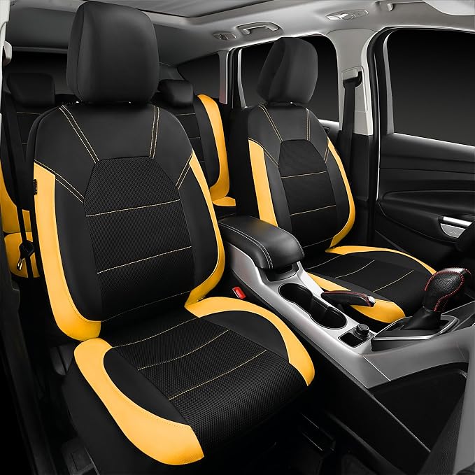 Universal Seat Covers — Full Set — Black / Yellow