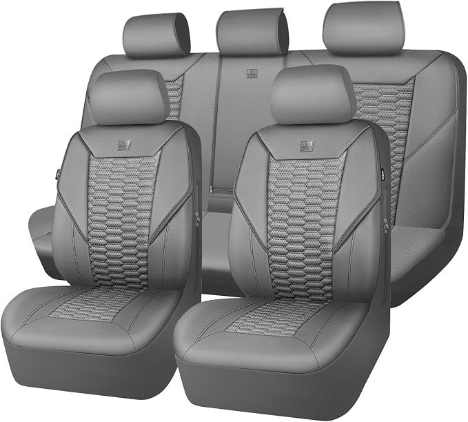Universal Faux Leather Seat Covers — Full Set — Gray