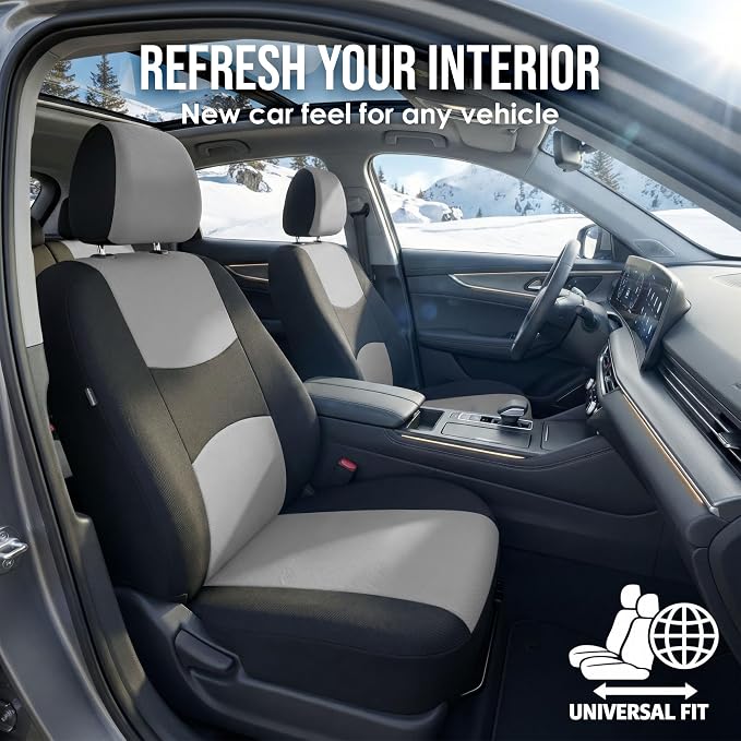 Universal Fabric Seat Covers — Front Seat — Gray