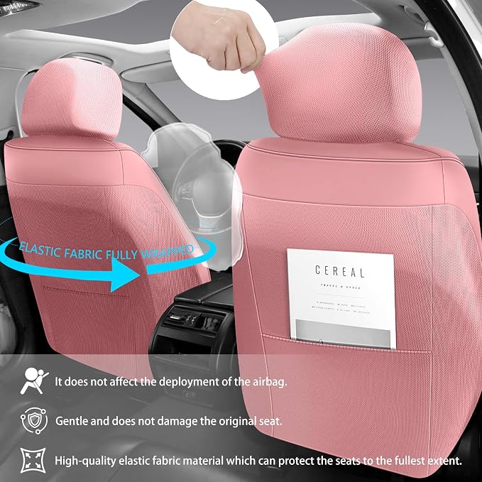 Universal Faux Leather Seat Covers — Full Set — Pink