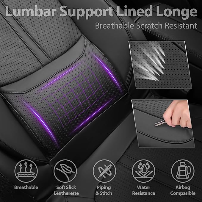 Universal Faux Leather Seat Covers — Full Set — Black