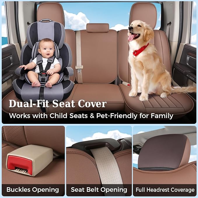 Seat Covers for Multiple Vehicles — Full Set — Brown