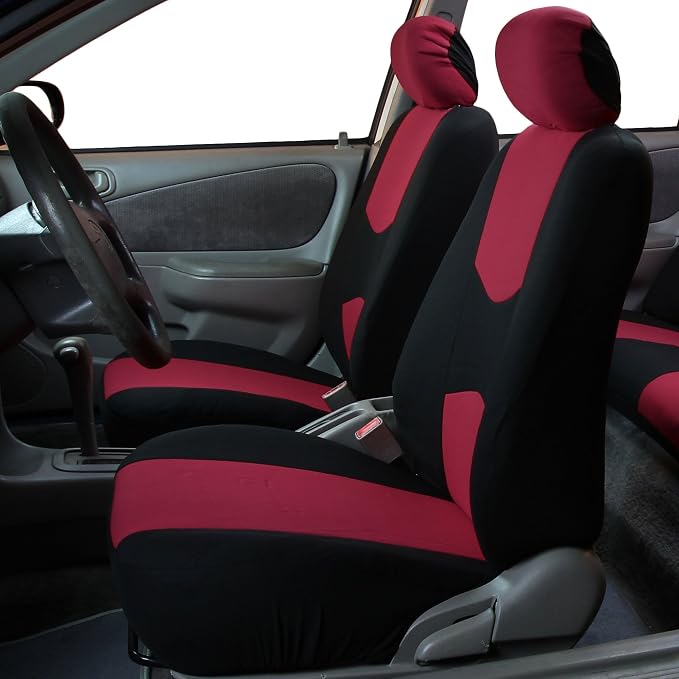 Universal Fabric Seat Covers — Front Seat — Burgundy